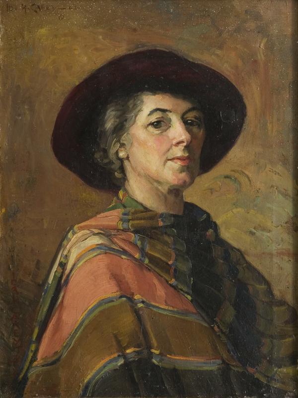 Ida Carey Self portrait with hat and shawl 2